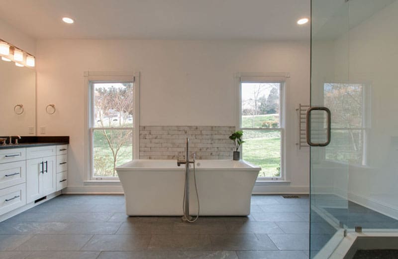 Brentwood master bathroom remodel with custom tile